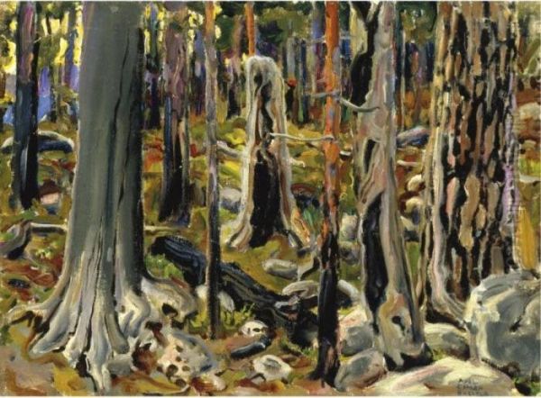 Kaskimetsa (burnt Forest) Oil Painting by Akseli Gallen-Kallela