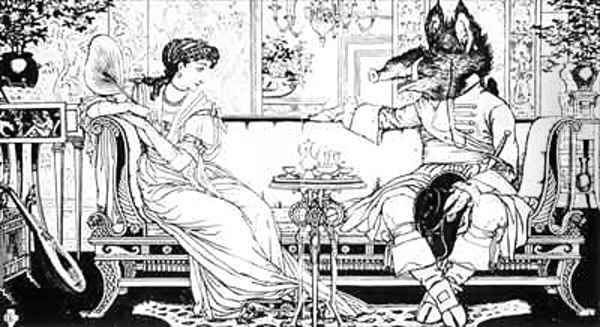 Beauty and the Beast Oil Painting by Walter Crane