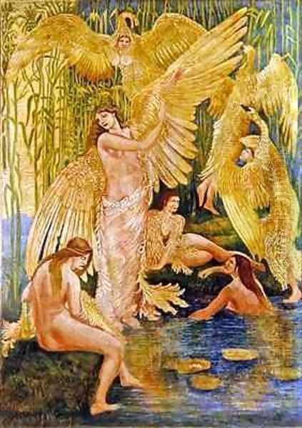 The Swan Maidens 2 Oil Painting by Walter Crane