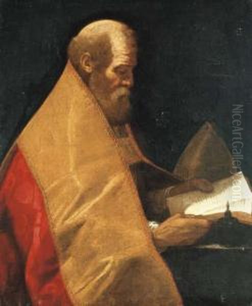 A Bishop Saint Oil Painting by Giovanni Antonio Galli