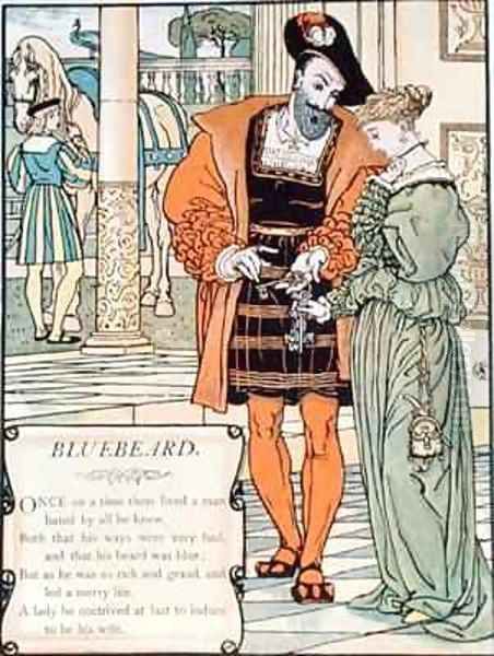 Bluebeard and his wife Oil Painting by Walter Crane