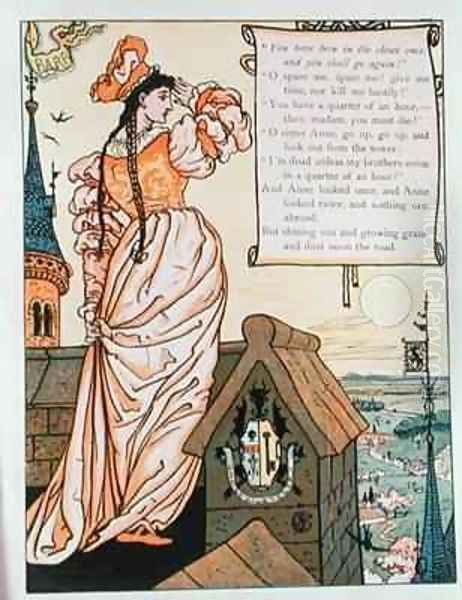 Anne Looking from the Tower Oil Painting by Walter Crane