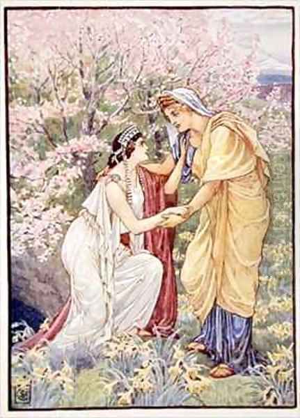 Demeter rejoiced for her daughter was by her side Oil Painting by Walter Crane