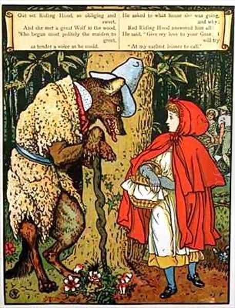 Little Red Riding Hood Oil Painting by Walter Crane