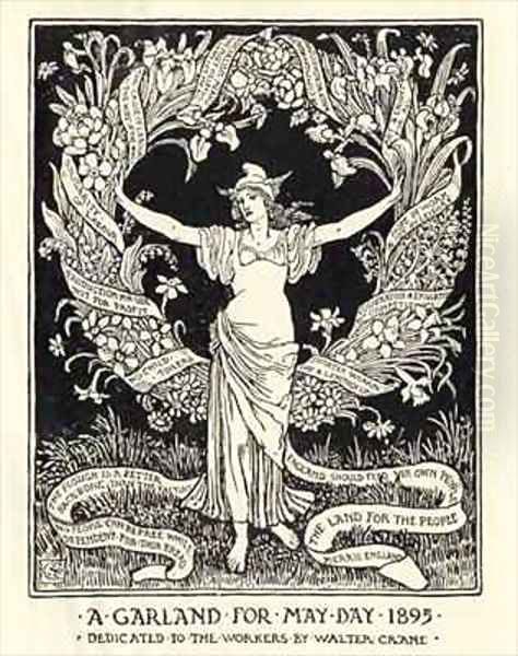 A Garland for May Day Oil Painting by Walter Crane