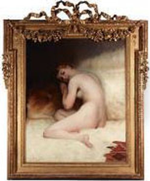 Nude Reclining On Fur Oil Painting by Louis Galliac