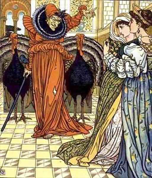 Illustration from The Yellow Dwarf first edition Oil Painting by Walter Crane