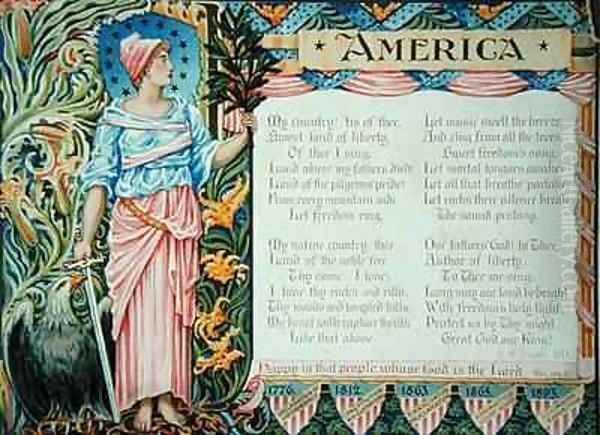 America Oil Painting by Walter Crane