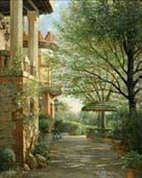 Jardin Oil Painting by Francisco Galofre Oller