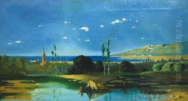 Paisaje Oil Painting by Baldomero Galofre Y Gimenez