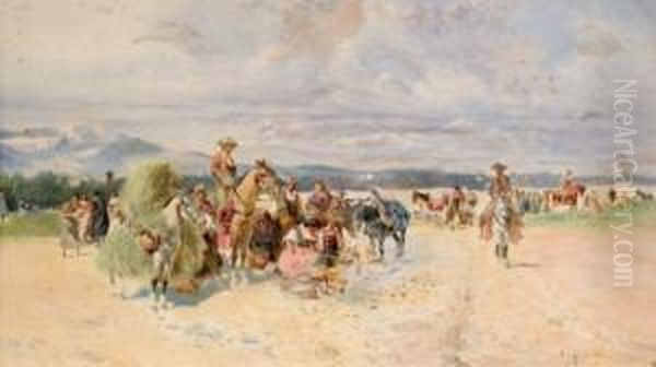 Romeria Oil Painting by Baldomero Galofre Y Gimenez