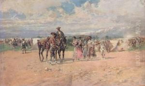 Una Feria Andaluza Oil Painting by Baldomero Galofre Y Gimenez