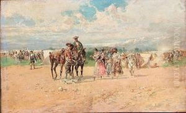 Una Feria Andaluza Oil Painting by Baldomero Galofre Y Gimenez