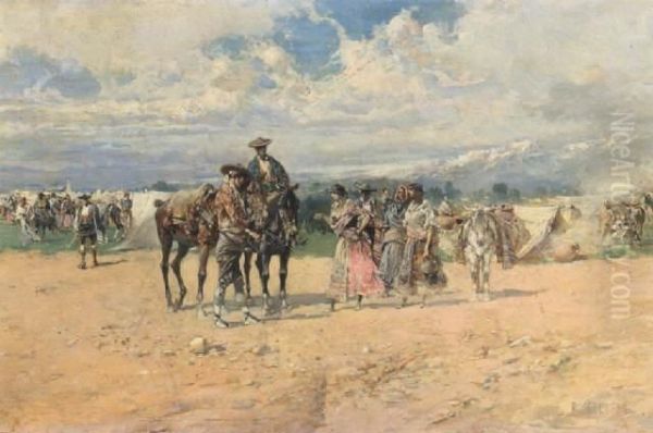 Una Feria Andaluzia Oil Painting by Baldomero Galofre Y Gimenez