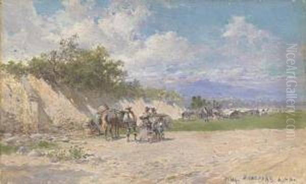 The Gypsy Camp Oil Painting by Baldomero Galofre Y Gimenez