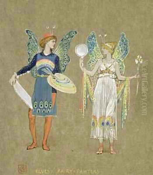 Elves and Fairy Painters Oil Painting by Walter Crane