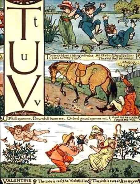 T to V from an alphabet based on old nursery rhymes Oil Painting by Walter Crane