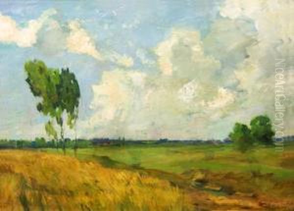 Paisaje Con Arboles Cielo Con Nubes Oil Painting by Enrique Galwey Y De Garcia