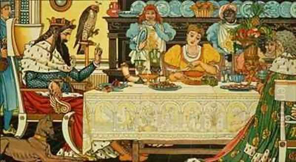 The Princess Shares her Dinner with the Frog Oil Painting by Walter Crane