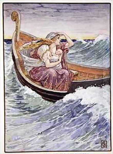 For two days and two nights the boat was tossed hither and thither Oil Painting by Walter Crane