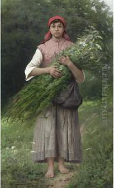 Young Peasant Woman From The Valley Of Andorno Oil Painting by Jules-Alexandre Gamba De Preydour