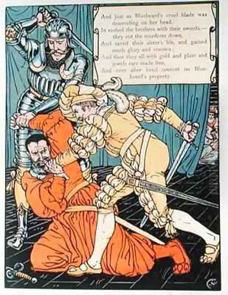 The Brothers saved their sisters life Oil Painting by Walter Crane