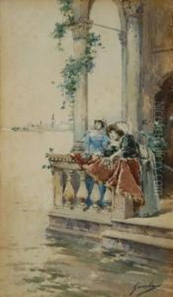 Pensieri Romantici A Venezia Oil Painting by Enrico Gamba