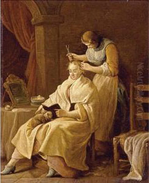 A Lady At Her Toilet Oil Painting by Giuseppe Gambarini