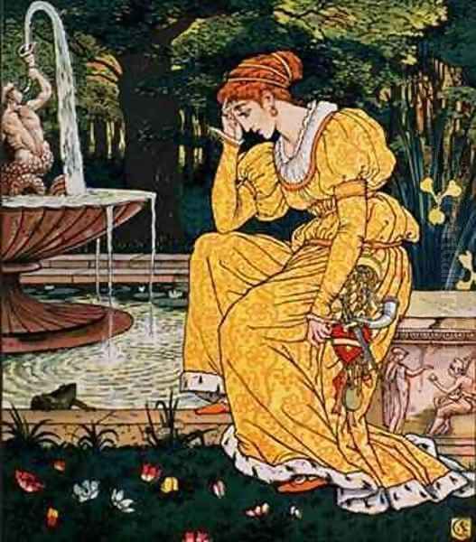 Frog Prince and the Maiden Oil Painting by Walter Crane