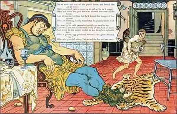 Jack and the Beanstalk Oil Painting by Walter Crane