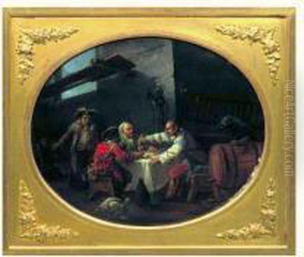 Signe En Bas A Droite Sur La 
Ceinture Du Tabouret : J. Gamelin Au Revers Numero D'inventaire : 96 Oil Painting by Jacques Gamelin