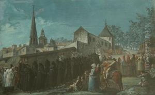 Penitentes De Toulouse En Iglesia Garaison Oil Painting by Jacques Gamelin