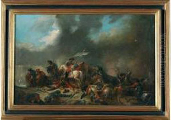 choc De Cavalerie Oil Painting by Jacques Gamelin