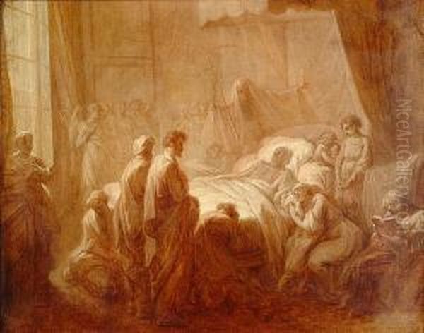 The Death Of Voltaire Oil Painting by Jacques Gamelin