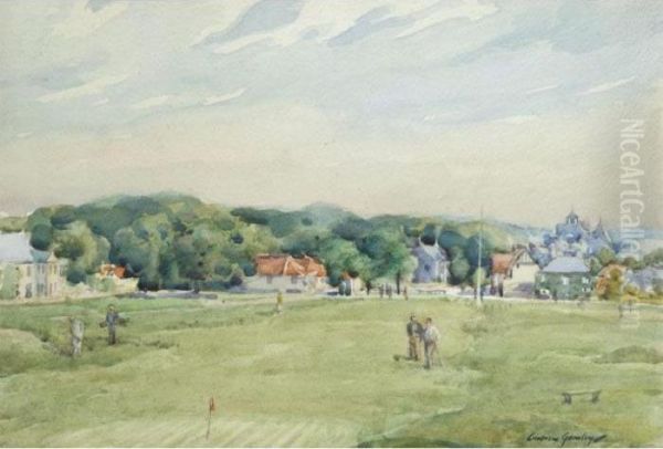 Gullane Golf Course Oil Painting by Andrew Archer Gamley