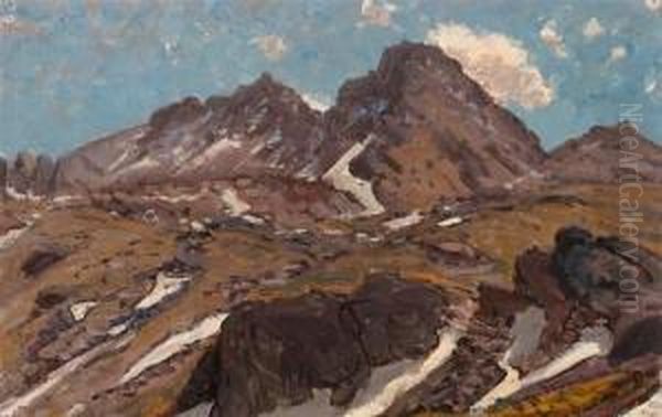 Berglandschaft. Oil Painting by Otto Gampert