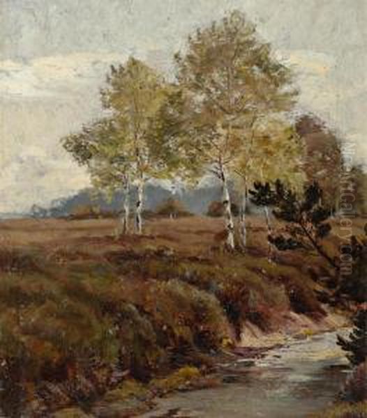 Flusslandschaft Oil Painting by Otto Gampert