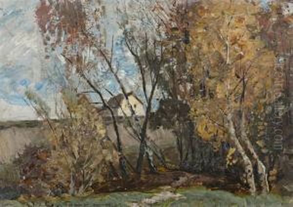 Am Waldrand Im Herbst Oil Painting by Otto Gampert