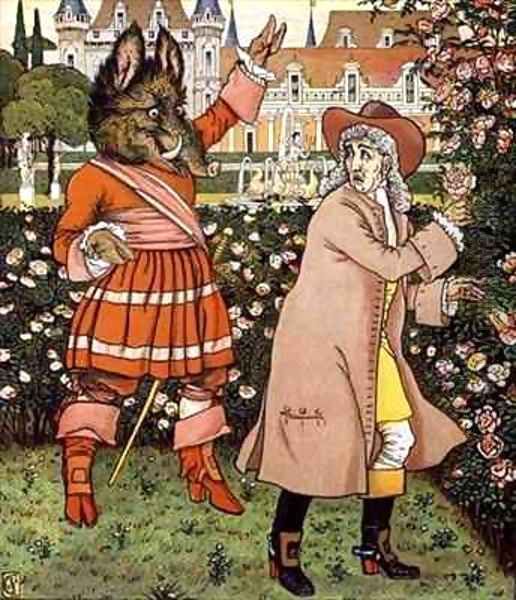 Illustration from Beauty and the Beast Oil Painting by Walter Crane