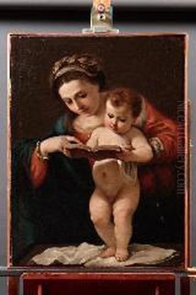 Madonna Col Bimbo In Lettura Oil Painting by Mauro Gandolfi