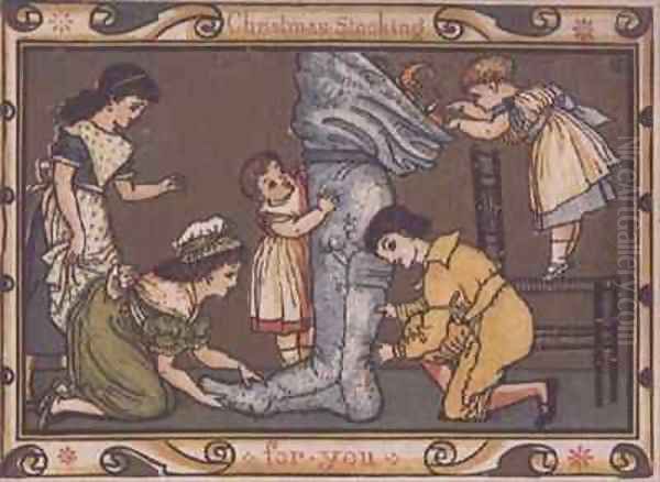 Christmas card design Oil Painting by Walter Crane