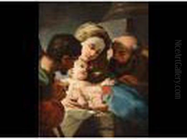 Sacra Famiglia Con Pastore Oil Painting by Ubaldo Gandolfi