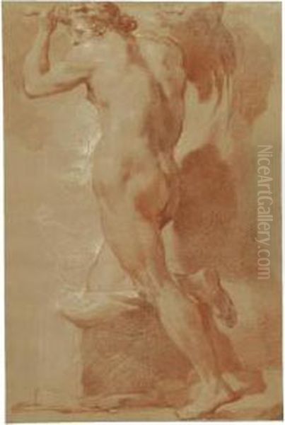 A Standing Male Nude, Seen From Behind Oil Painting by Ubaldo Gandolfi