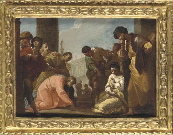 Christ And The Woman Taken In Adultery Oil Painting by Ubaldo Gandolfi