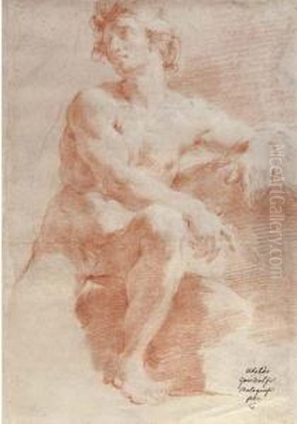 A Seated Nude Turned To The Left Oil Painting by Ubaldo Gandolfi