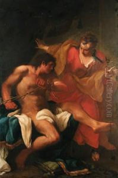 Samson And Delilah Oil Painting by Ubaldo Gandolfi