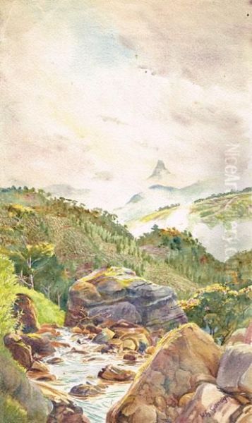 Adam's Peak Ceylon (sri Lanka) From Yartmore Estate Oil Painting by Henry George Gandy