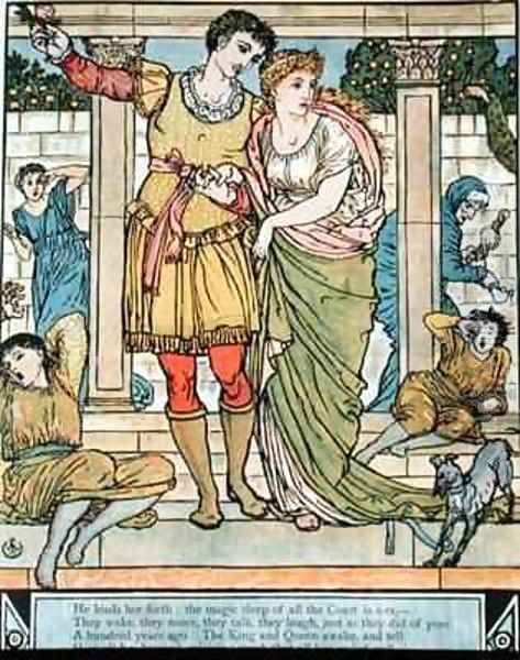 The Prince rescuing the princess Oil Painting by Walter Crane