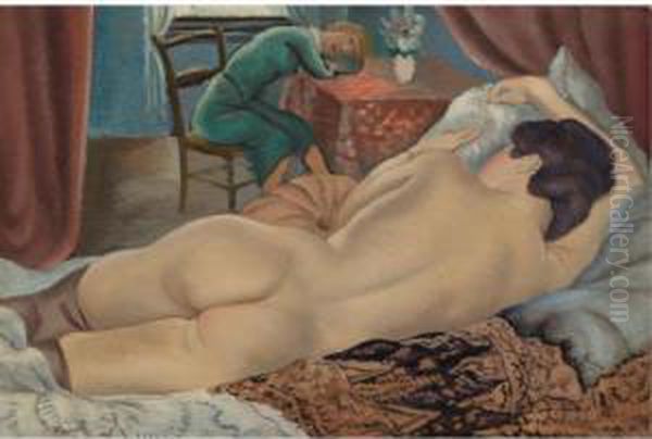 Sleeping Nude With Stockings Oil Painting by Emil Ganso