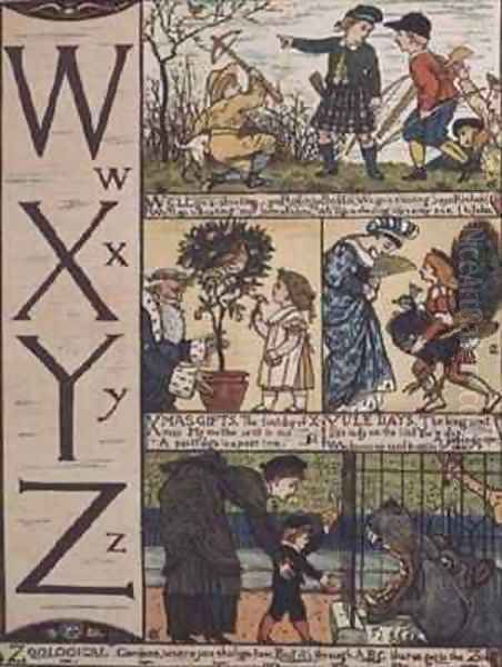 W to Z from an alphabet based on old nursery rhymes Oil Painting by Walter Crane